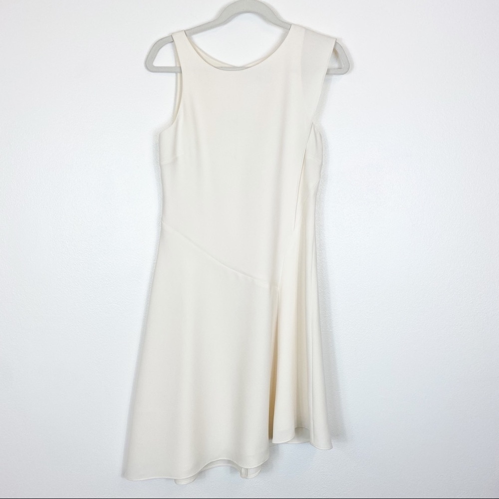 Halston Heritage Asymmetrical Sleeveless Dress Creamy White Size 2